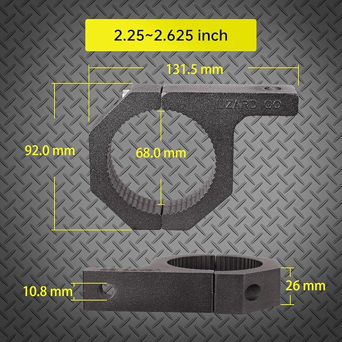 Roll Bar Clamps-2Pack,Tube Clamp 2.25inch 2.375inch 2.5inch 2.625inch Bull Bar Mounting Bracket Available Diameter Bar (2.25~2.625" Clamp)