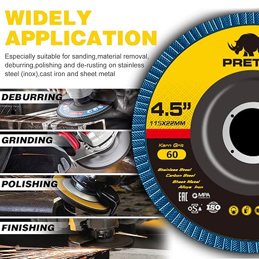 Flap Discs 4 1/2 for Angle Grinder, 12 Pcs Flap Discs 60 Grit, 4.5" x 7/8" High Density Zirconia Type 27 Flap Sanding Disc for Grinding, Rust Removal, Sanding and Finishing - 12 Packs