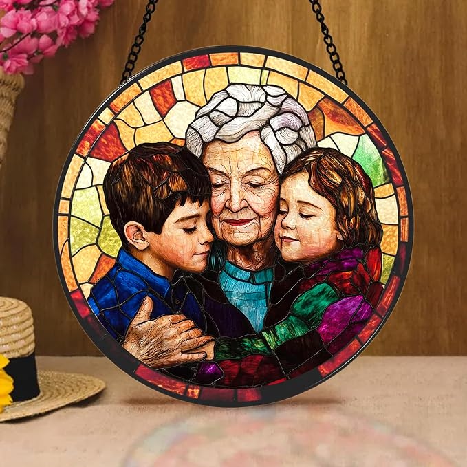 Personalized Grandma Stained Glass Sun Catcher, Custom Photo Family Portrait - Image 4