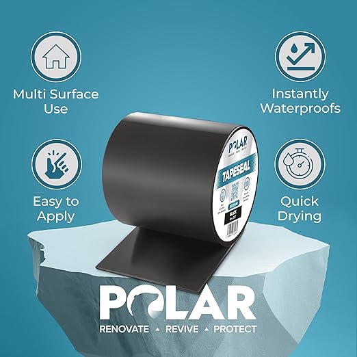 Polar TapeSeal Clear - 2" x 5 ft | Rubberised Waterproof Tape for Leaks & Cracks on Roofs, PVC Pipes, Downpipes, Plumbing & Gutters | All-Purpose Indoor & Outdoor Sealant Tape for Lasting Protection