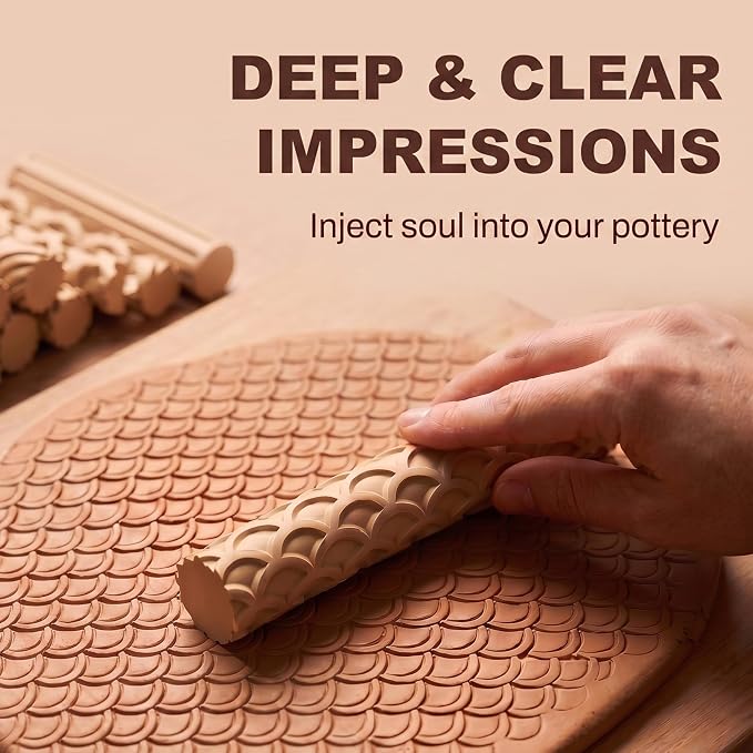Hokkieam Clay Texture Rollers | 10-Pack Polymer Clay Texture Roller Set - Image 5