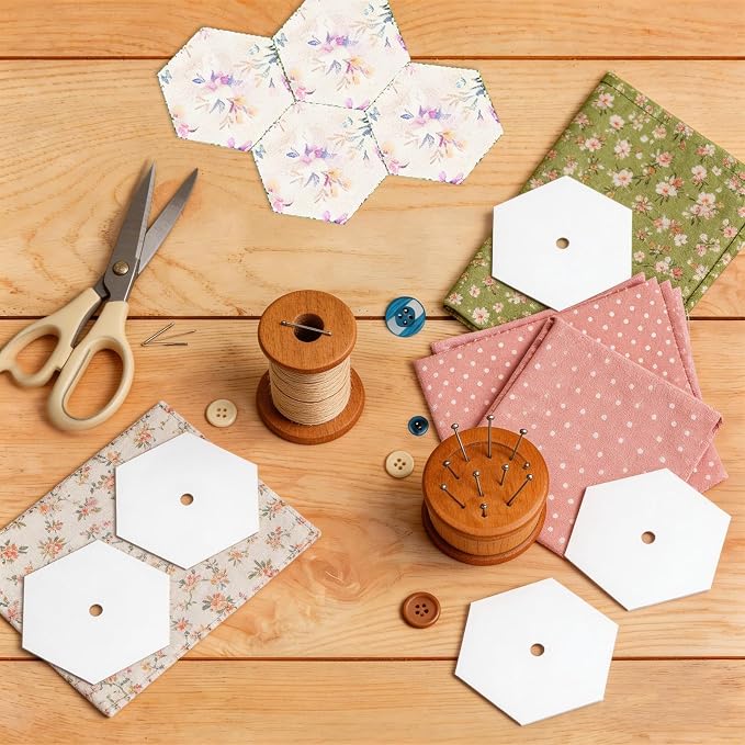 250 PCS 1.5" White Hexagon Piecing Paper Templates, Quilting Templates - Image 7