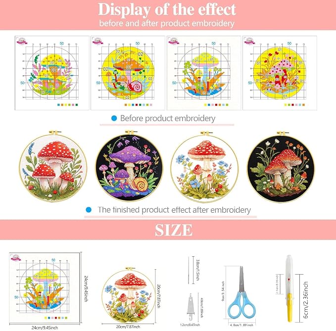 Zhenqing 4 Mushroom Cross Stitch Kit - Image 3