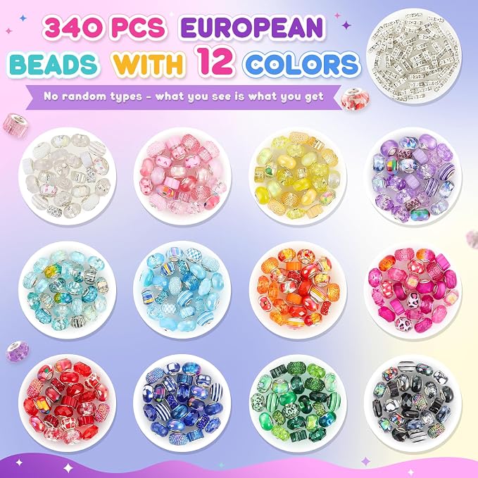 Funtopia 340pcs Large Hole Beads, European Beads - Image 5