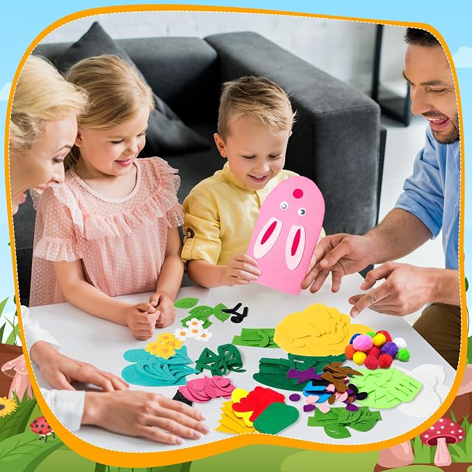 WATINC 12Pcs Hand Puppet Making Kit, Art Craft Felt Sock Puppet Toys, Creative - Image 6