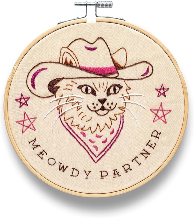 FUNATIC Meowdy Partner Embroidery Kit | Funny Beginner Needle Work Starter Set by FUNATIC