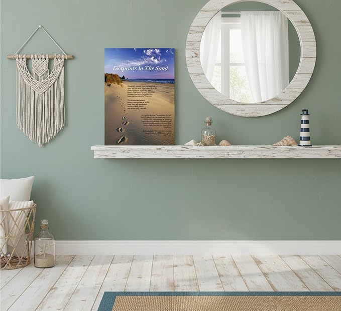 Footprints in the Sand Inspirational Wall Art-Canvas Wrapping-12x16in, - Image 2