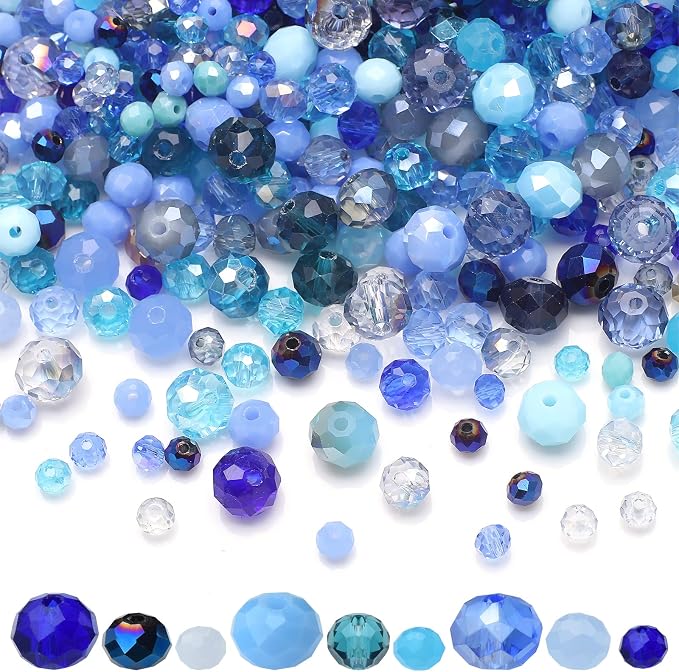 4/6/8mm Crystal Glass Beads, 3 Sizes Total 1000pcs Faceted Briolette Rondelle by KINGSHINE
