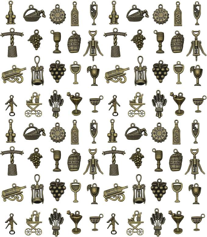 WOCRAFT 60pcs Antique Bronze Wine Bracelet Charms by WOCRAFT