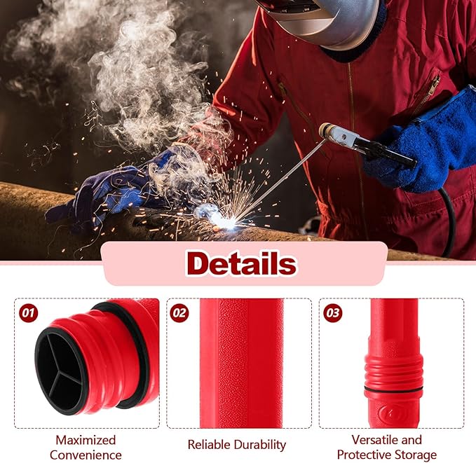 Tandefio 2 Pcs Welding Rod Storage 40 Inch Tig Rod Storage Canisters Welding Electrode Holder Airproof Waterproof Welding Rod Container (Red)