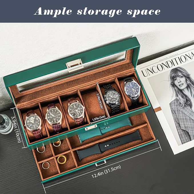ProCase Watch Box, 6 Slot Watches Display Case - Image 2