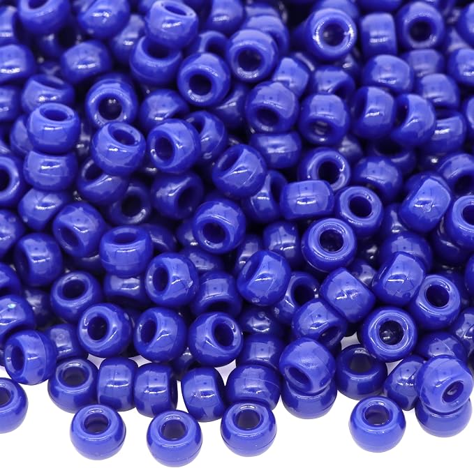1000Pcs Pony Beads Bracelet 9mm Bronze Blue Plastic Barrel Pony Beads by Auvoua