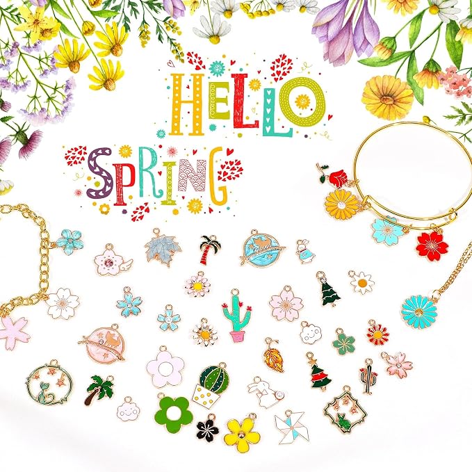 MARFOREVER 120 Pcs Spring Summer Flower Charms - Image 5
