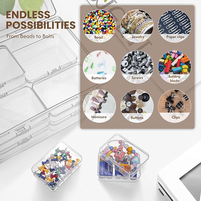 zoeynex Medium Plastic Organizer Boxes, 12 Clear Containers - Image 3