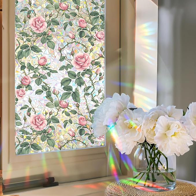 Floral Stained Glass Window Privacy Film, Retro Decorative Rainbow Window - Image 5