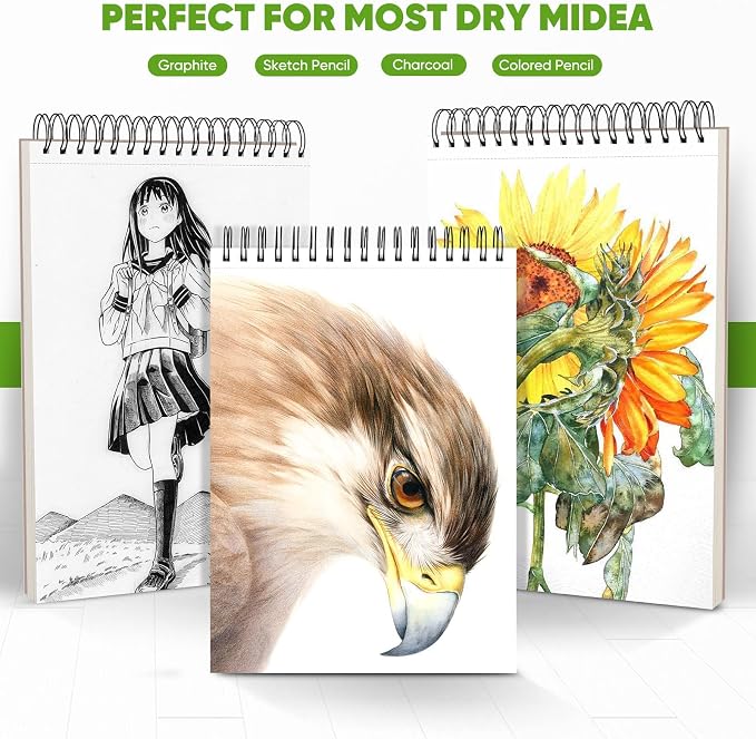 Soucolor Sketch Book, 3 Pack 9"x12" Sketchbook - Image 3