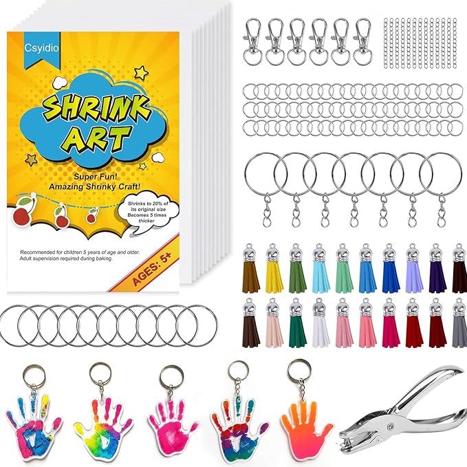 Csyidio 251 PCS Shrink Dink Keychain Kit Includes 20 Sheets Shrink Plastic by Csyidio