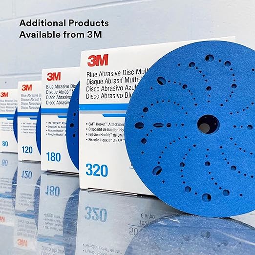 3M Hookit Blue Abrasive Disc 321U Multi-Hole, 36176, 6 in, 180, 50 Discs