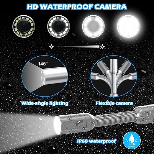 Sanyipace Sewer Camera with Locator 65 FT/20 M, Drain Pipe Inspection Camera with Detector, Waterproof Cámara Probe w/h 512Hz Transmitter, Distance Counter, 9" Color Screen, 16GB TF Card, 5mm Cable