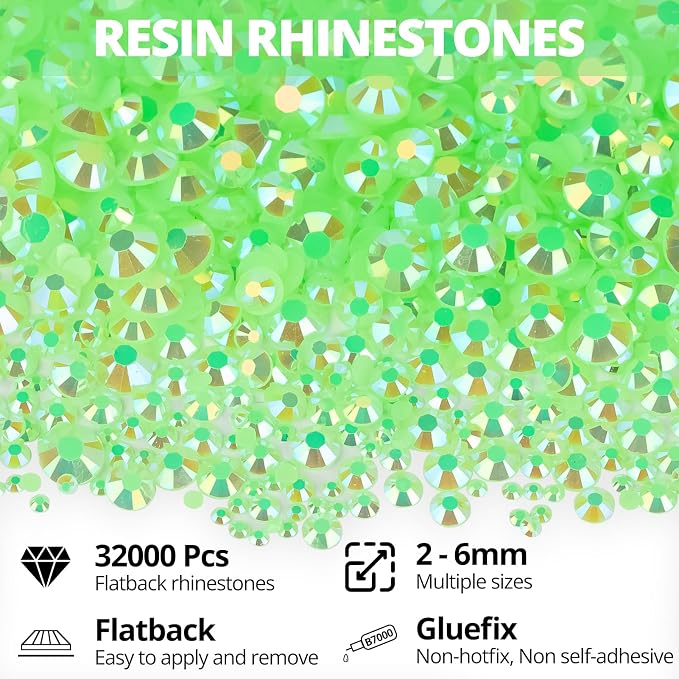 32000Pcs Lime Green Rhinestones - Image 2