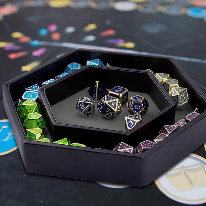 SIQUK Dice Tray with Lid Hexagon Dice Rolling Tray Dice Holder - Image 6