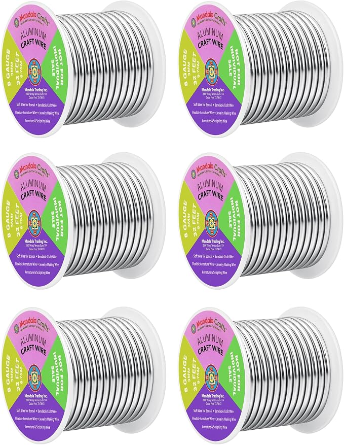 Mandala Crafts 8 Gauge Silver Tone Combo Anodized Aluminum Craft Wire | 120 FT by MandalaCrafts