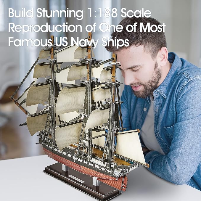 CubicFun 3D Ship Puzzles for USS Constitution Sailing Boat Models for Adults - Image 4