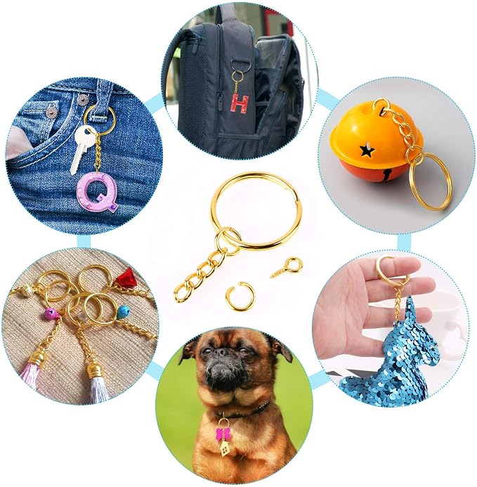 Keychain Rings Kit for Crafts Gold, PAXCOO Includes 100Pcs Split Key Ring - Image 2