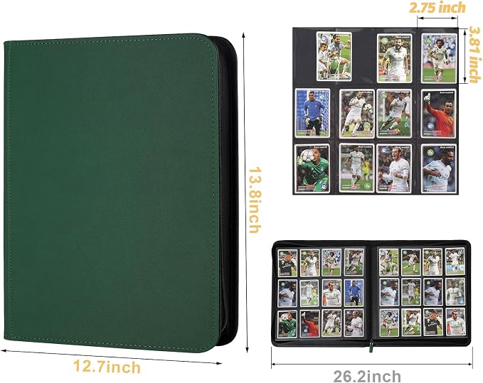 12 Pocket Ringless Side Loading Trading Card Binder, 720 Cards PU Fixed Page - Image 2