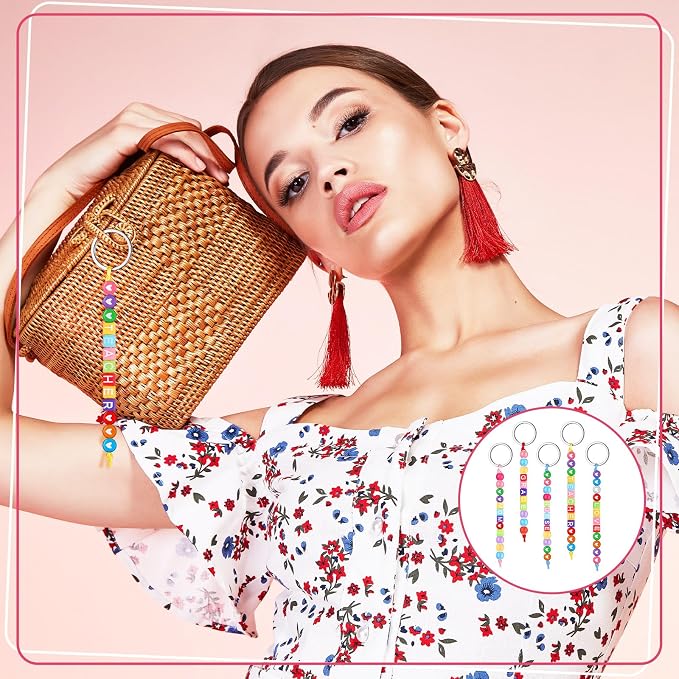 Landical 564 Pcs DIY Bead Keychain Kit Key Chain Making Craft Adjustable Letter - Image 3