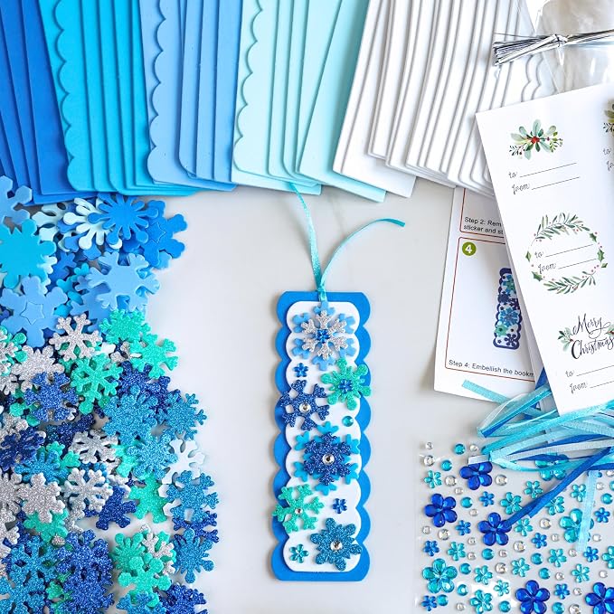Winlyn 24 Sets Christmas Craft Kits Winter Crafts DIY 3D Christmas Snowflake - Image 2
