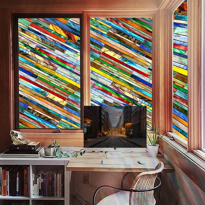 Coavas Stained Glass Window Film: Upgrade 3D Rainbow Window Clings Sun Blocking - Image 9
