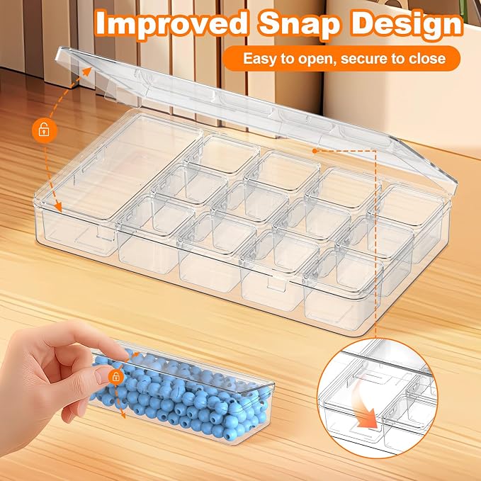 Bead Organizer Box, 2 Pack Small Clear Plastic Storage Containers Features - Image 5