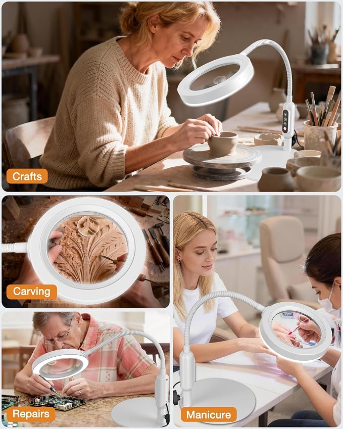 30X 10X Magnifying Glass with Light and Stand, 5 Color Modes Stepless Dimmable - Image 8