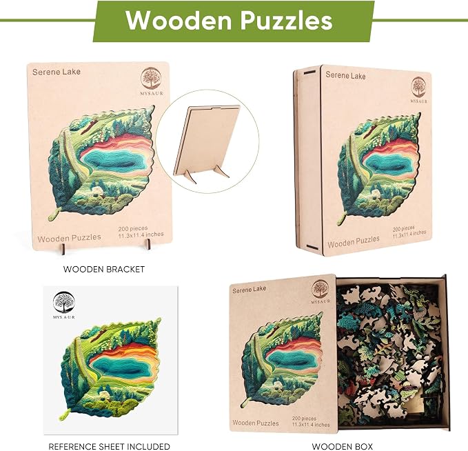 MYS A·U·R Wooden Puzzles for Adults, Serene Lake Jigsaw Puzzle 500pcs, - Image 2