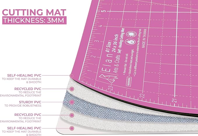 Elan Cutting Mat 36x60 Pink & Purple, Extra Large Self Healing Cutting Mat 36 x - Image 3