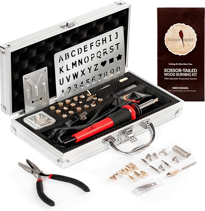 Premium Wood Burning Kit 43PCS, Adjustable Temperature Pen by Scissor-Tailed