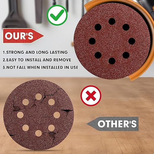 JTIEO 5 Inch Sanding Discs – 100 PCS 120 Grit Sandpaper Assortment, Hook & Loop Orbital Sander Pads, Round Sanding Pads for Random Orbital Sanders