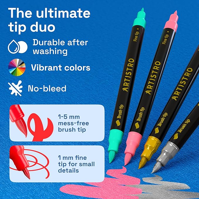 ARTISTRO 12 Dual-Tip Fabric Markers - Image 5