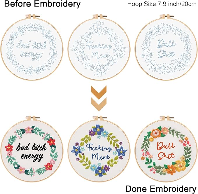 Louise Maelys 3 Sets Funny Embroidery Kits - Image 3
