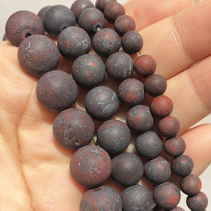 6mm Matte Red Flower Stone Bead, 15-Inch Matte Round Loose Stone Beads - Image 7