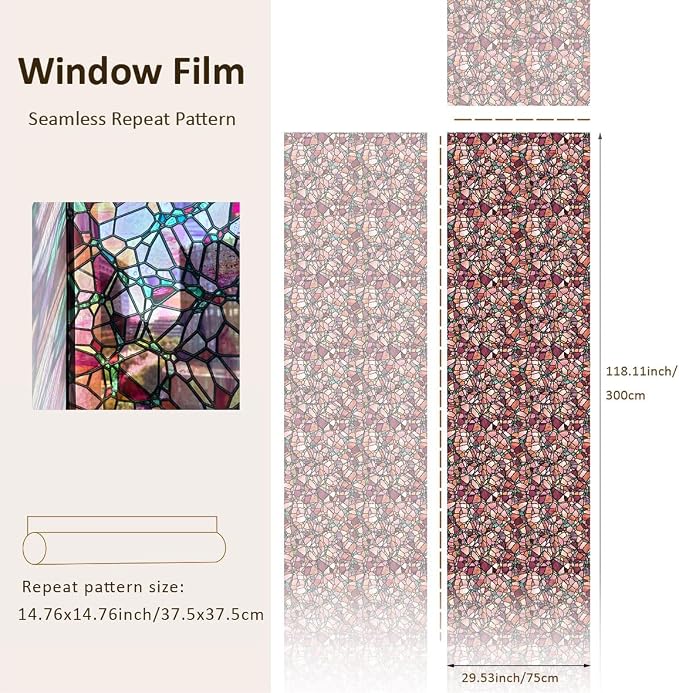 funlife Original Hand-Drawn Stained Glass Window Film, Reusable Double-Sided - Image 3