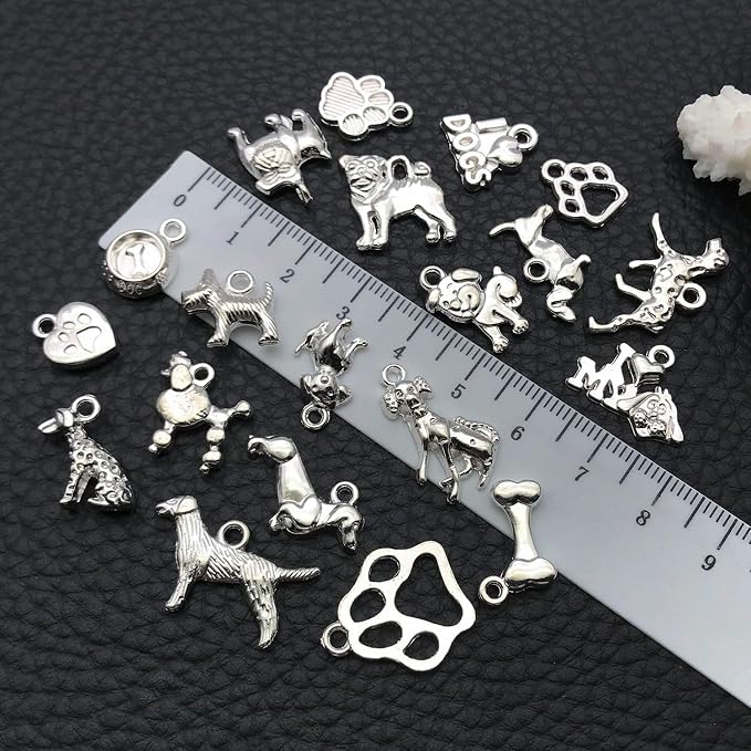 WOCRAFT 60pcs Bright Silver Dogs Bracelet Charms - Image 4