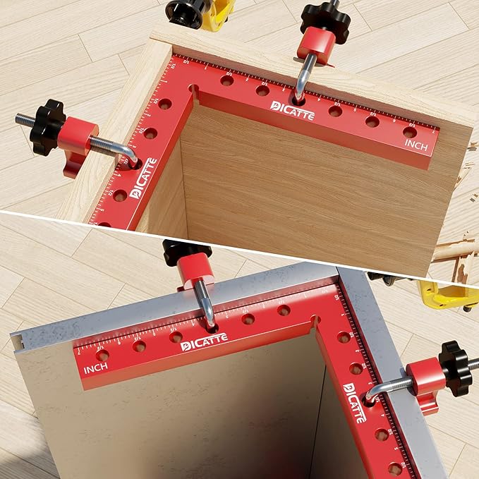 90 Degree Positioning Square Right Angle Clamp 7.1" x 7.1" Aluminum Alloy Woodworking Carpenter Tool,4 Pcs Right Angle Clamps With 8 Clamps,For Picture Frame Box Cabinets Drawers