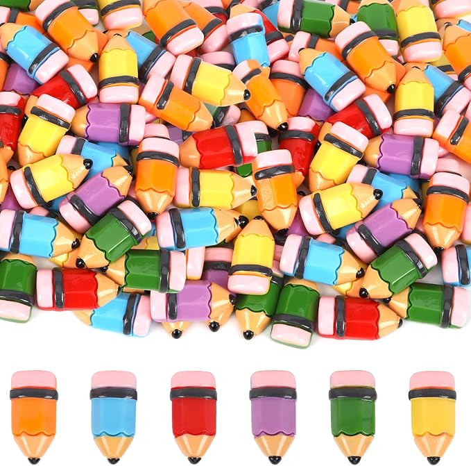 JUNEBRUSHS 80 Pcs Mini Resin Pencils, Back to School Resin Crayon Charms Mini by JUNEBRUSHS