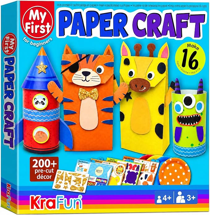 KRAFUN Safari Animal Beginner Paper Craft Kit by FunCreativeArtsCraftKits