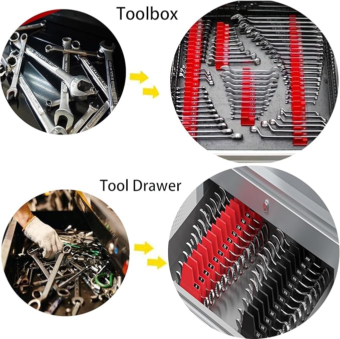 46PCS Magnetic Modular Wrench Organizers for Tool Drawers, Wrench Organizer with Metric&Sae Labels, Best Gift for Father, Brother and Boyfriend