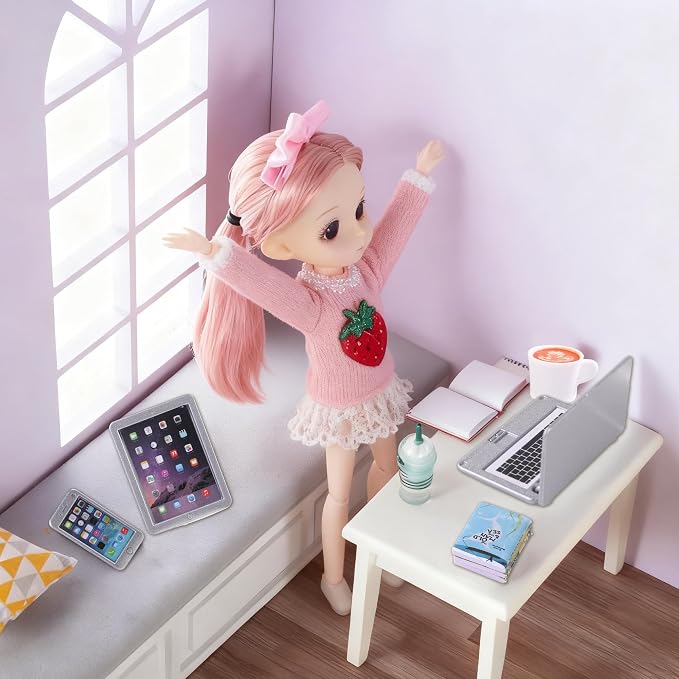 DIYDEC 17pcs Dollhouse Laptop Accessories 1:12 Scale Miniature Laptop Computer - Image 5