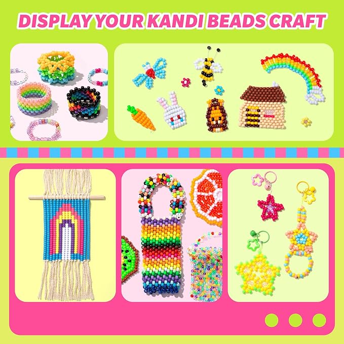 Simetufy 3600Pcs Pony Beads Bulk, 24 Assorted Colors Rainbow Plastic Beads - Image 11