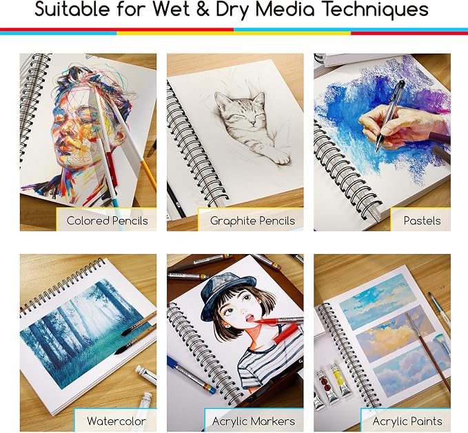 MEEDEN Mixed Media Paper Pad: 9" x 12" 112lb/165gsm Spiral Bound Mixed Media - Image 6